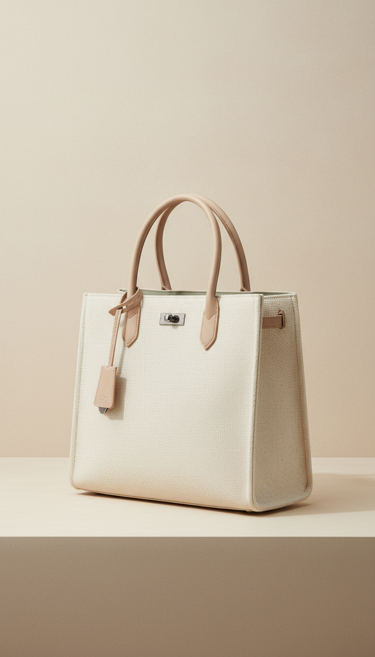 Ivory Sand Structured Tote Bag