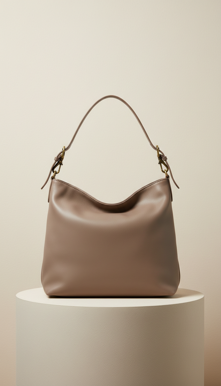 Mink Taupe Slouchy Shoulder Bag
